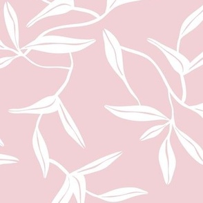 Windham - Botanical Leaves Pink White Regular Scale