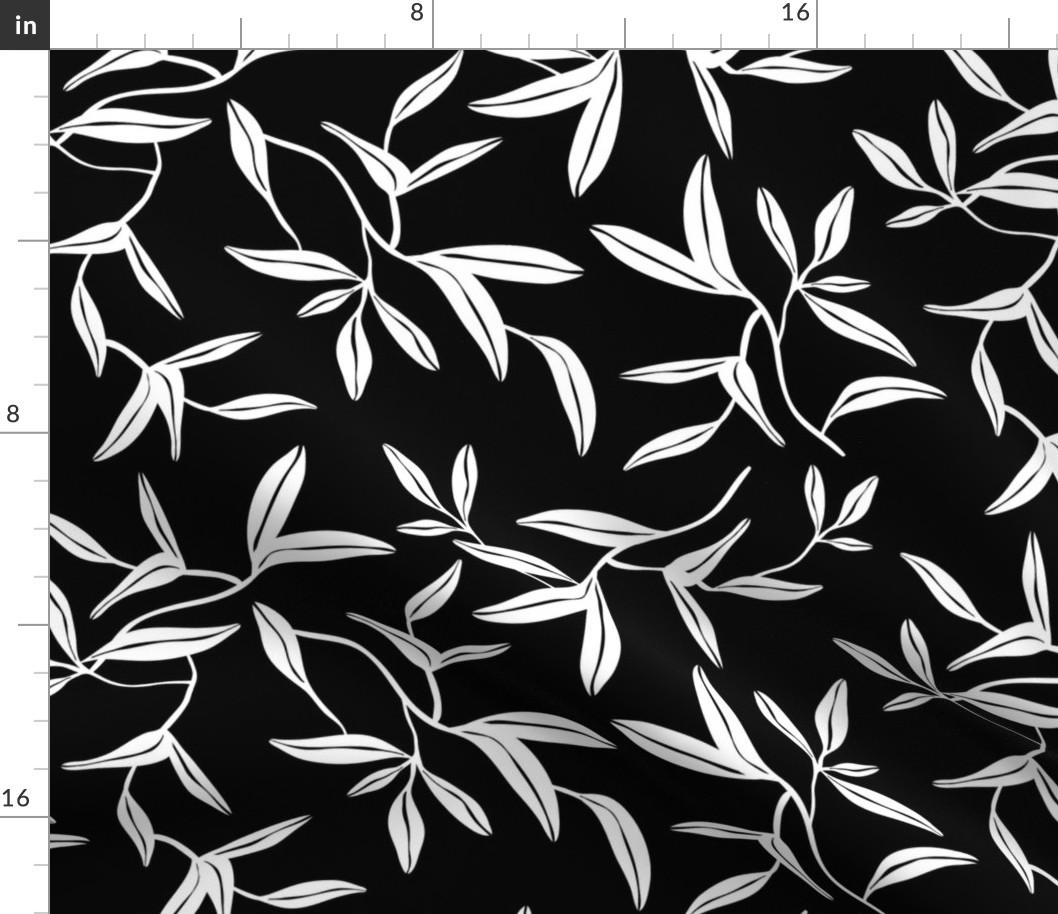 Windham - Botanical Leaves Black and White Regular Scale