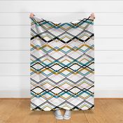 Intersection - Modern Geometric Chevron White Multi Jumbo Scale