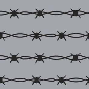Grey black barbed wire