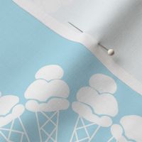 Vanilla Ice Cream Cone Snowflakes on Sky Blue