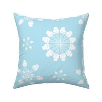 Vanilla Ice Cream Cone Snowflakes on Sky Blue