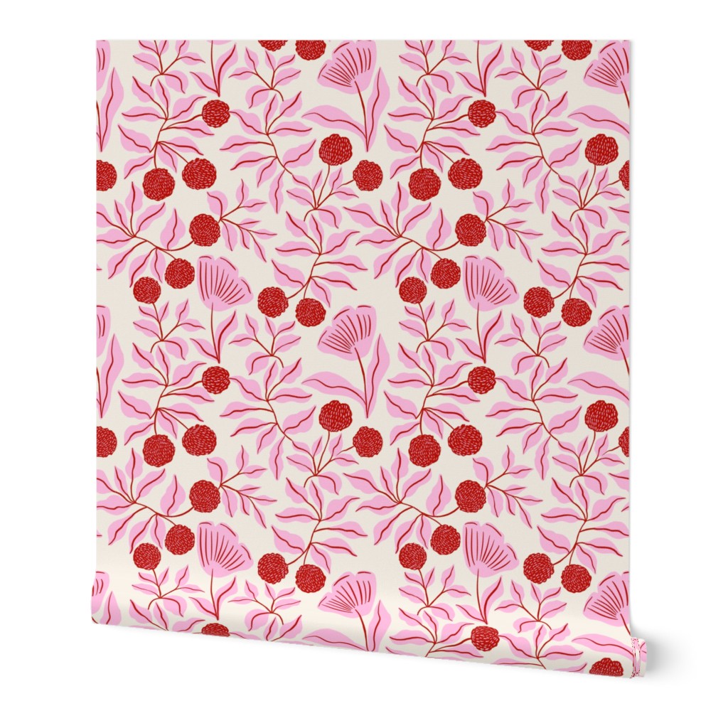 Pink and Red Floral Vines