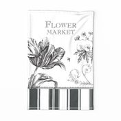 sfteatowel black and white vintage floral modern farmhouse classic botanical french bees tea towel wall hanging home decor TEMPLATE TerriConradDesigns
