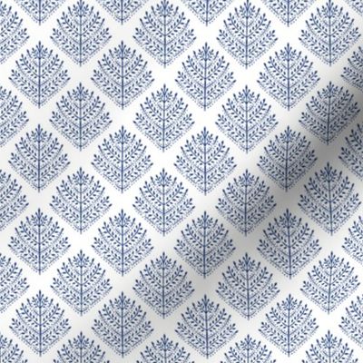 Navy Blue Eloise Leaves Textured Small Scale