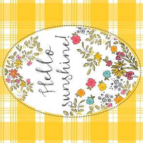 doodle flowers sfteatowel hello sunshine floral tea towel terriconraddesigns