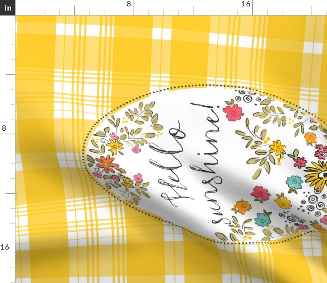 doodle flowers sfteatowel hello sunshine floral tea towel terriconraddesigns