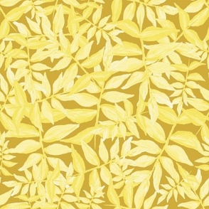 Aria Petals Hand Painted Botanical Leaf in Sun Yellow