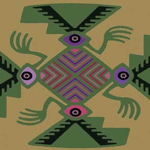 Inca Tribal Pajaro Spirits - Green Tan - Design 12095471