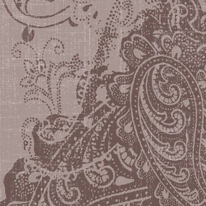 large baroque paisley linen in mauve 