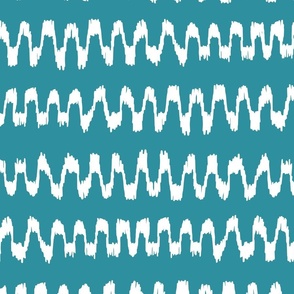 freehand scribble chevron zig zag ikat - lagoon teal