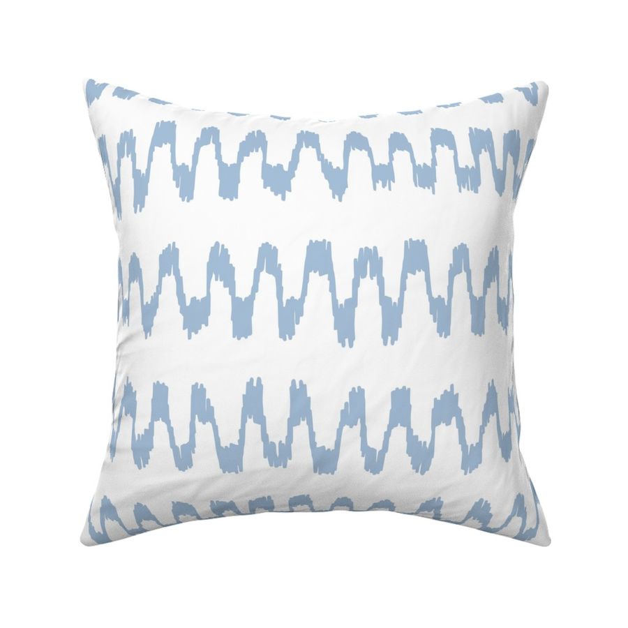 freehand scribble chevron zig zag ikat - icy blue & white