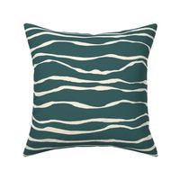  ocean waves teal green and beige - large scale