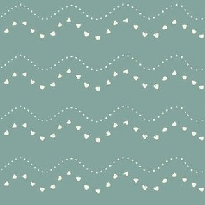 Boho waves and dots mint green, teal, calm, monochrome