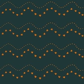 Boho waves and dots dark green orange