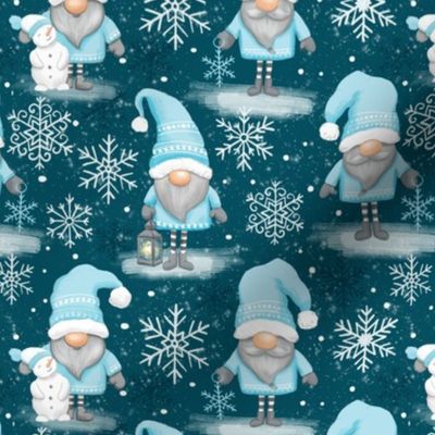 Winter wonderland gnomes smaller scale gnome Christmas fabric