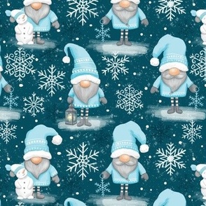 Winter wonderland gnomes smaller scale gnome Christmas fabric