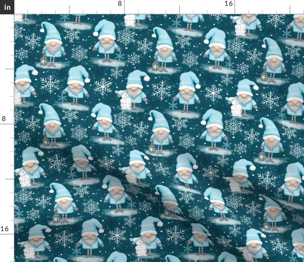 Winter wonderland gnomes smaller scale gnome Christmas fabric