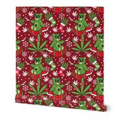 Cute cannabis bear Christmas red