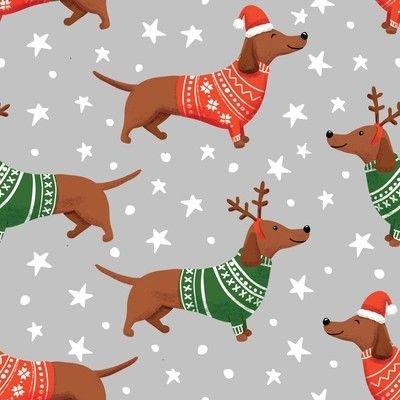 Christmas Dachshund Fabric, Wallpaper and Home Decor | Spoonflower