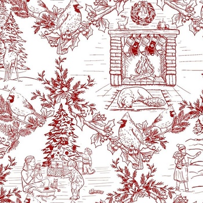 Christmas Toile Fabric, Wallpaper and Home Decor | Spoonflower
