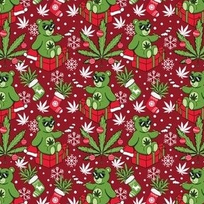 Cute cannabis bear Christmas red small scale