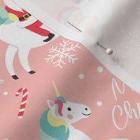 Santa riding unicorn funny christmas pink