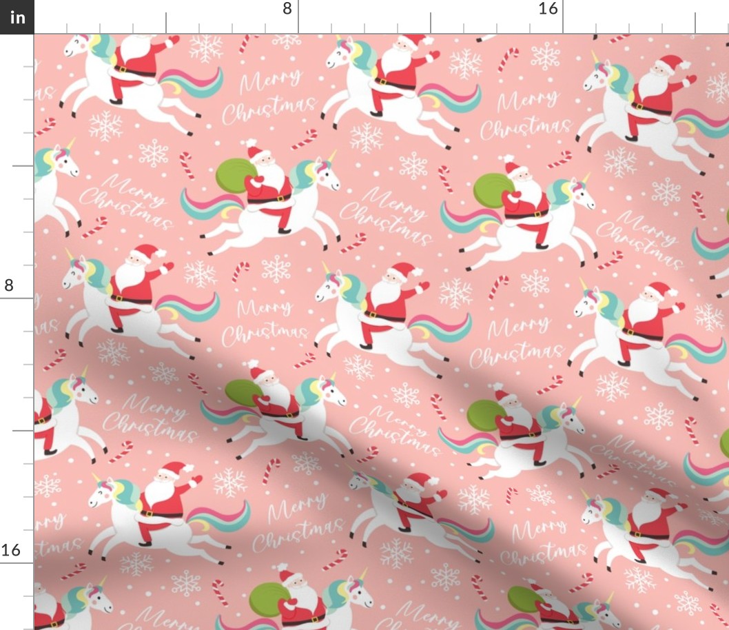 Santa riding unicorn funny christmas pink