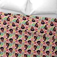 African American black girls pop-art retro  white red