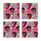 African American black girls pop-art retro pink white