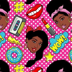 African American black girls pop-art retro pink white