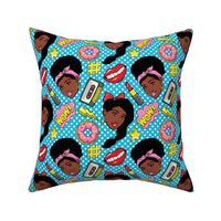 African American black girls pop-art retro  blue white