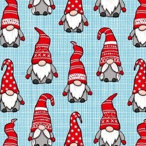 Christmas gnomes red light blue