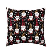 Leopard and plaid print Christmas gnomes black