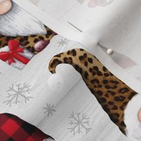 Leopard and plaid print Christmas gnomes wood