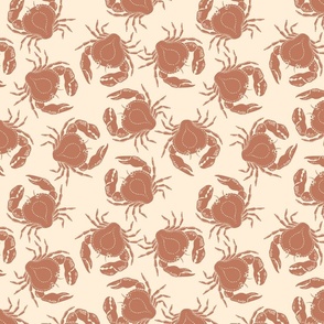 Crab Invasion - Offwhite and terracotta