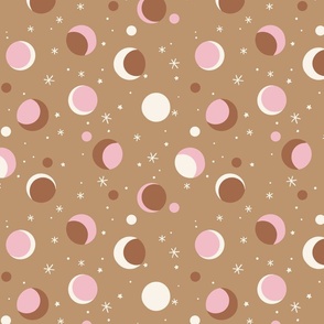 Boho Moon Phases-Pink Brown