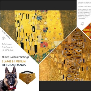 3 Klimt Golden dog bandanas // cut and sew panel for large and medium dogs