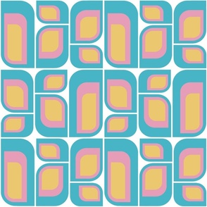 Mod Leaves Teal_ Pink mustard