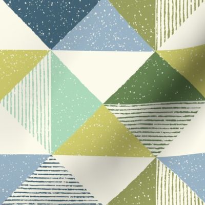 Textured Triangle Geo - Blue Green - Large