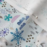 Iced crystals Winter animals Polar bears and penguins Small
