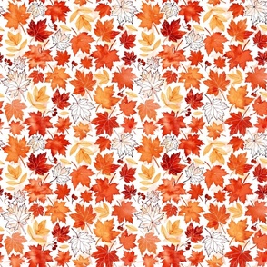 Autumn leaves against white small