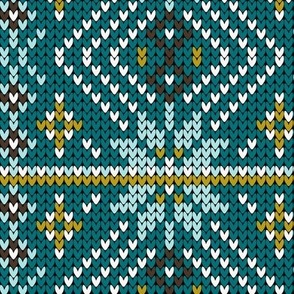 Festive Fair Isle Argyle - Teal Large Scale