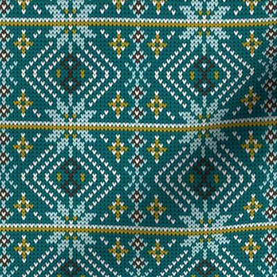 Festive Fair Isle Argyle - Teal Regular Scale