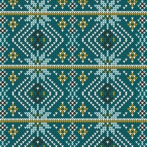 Festive Fair Isle Argyle - Teal Regular Scale