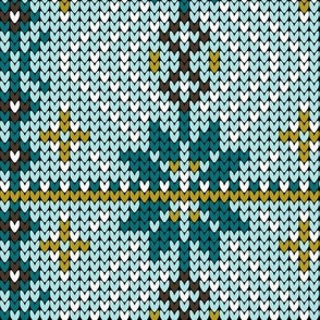 Festive Fair Isle Argyle - Aqua Large Scale