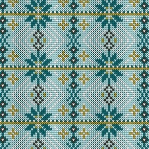 Festive Fair Isle Argyle - Aqua Regular Scale