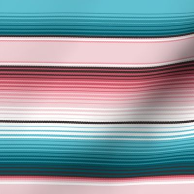 Joyful Serape Stripes. Cotton Candy Pink and Lagoon Teal Matching Petal Signature Cotton Solids