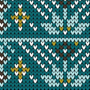 Festive Fair Isle Nordic Burst - Teal Large Scale