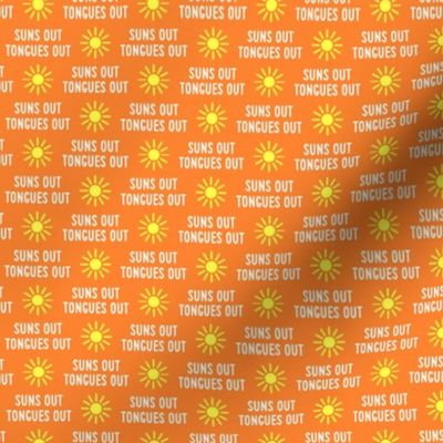 (small scale) suns out tongues out - fun summer dog fabric - orange - C21